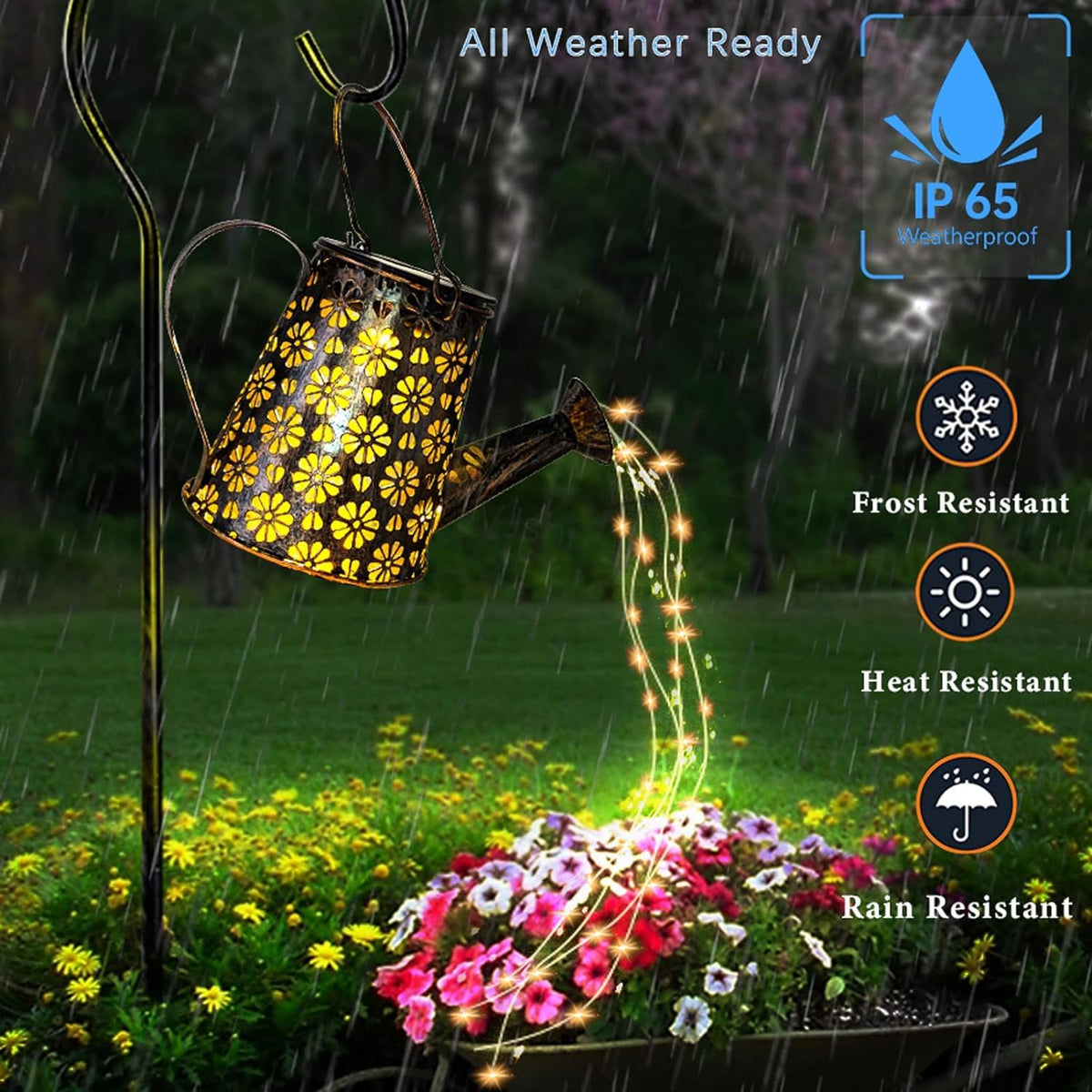Weatherproof outdoor decor from WDLFCGC in garden at dusk