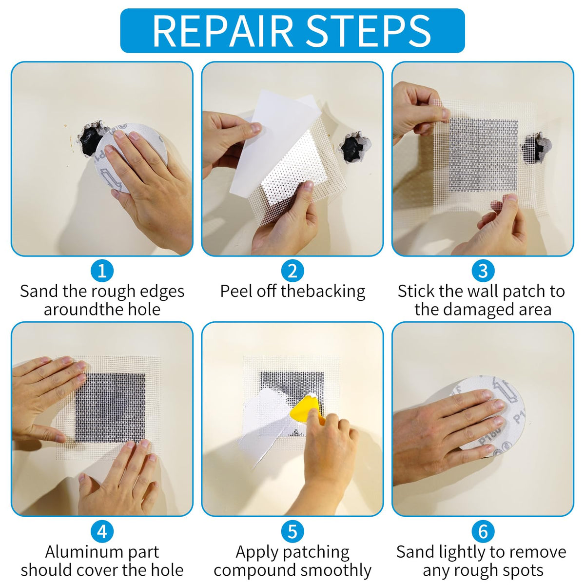WDSHCR self-adhesive mesh patch demonstrating extended backing for durability