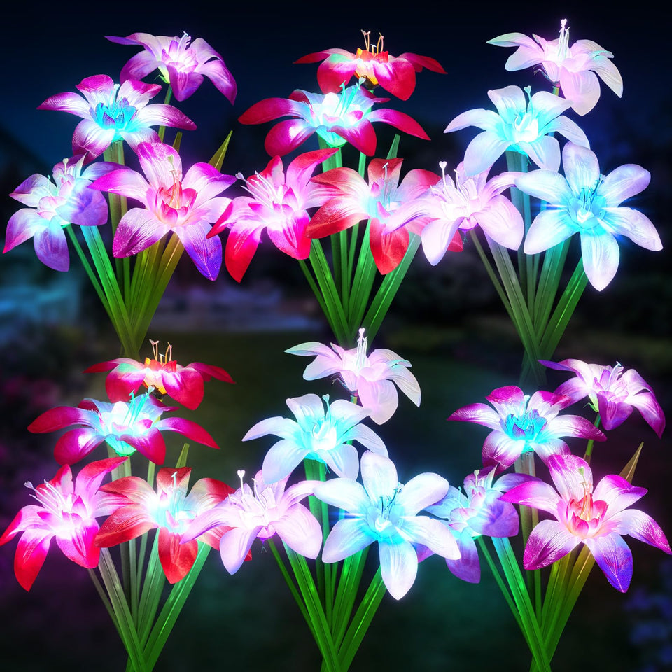 WdtPro 24-lily blooming lights in vibrant RGB hues for garden ambience