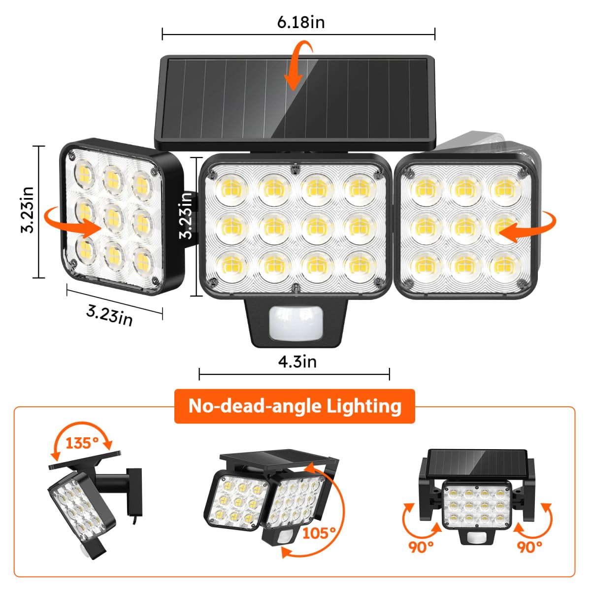 WdtPro adjustable-head solar lights reduce lighting blind spots