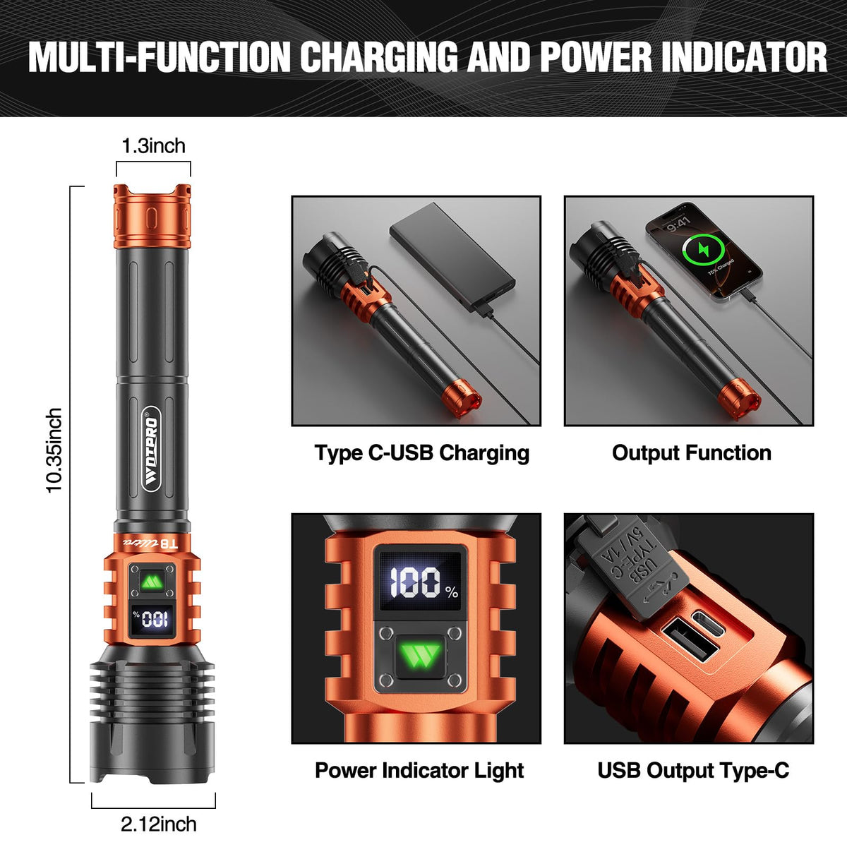 WdtPro adjustable beam for versatile work and emergency lighting