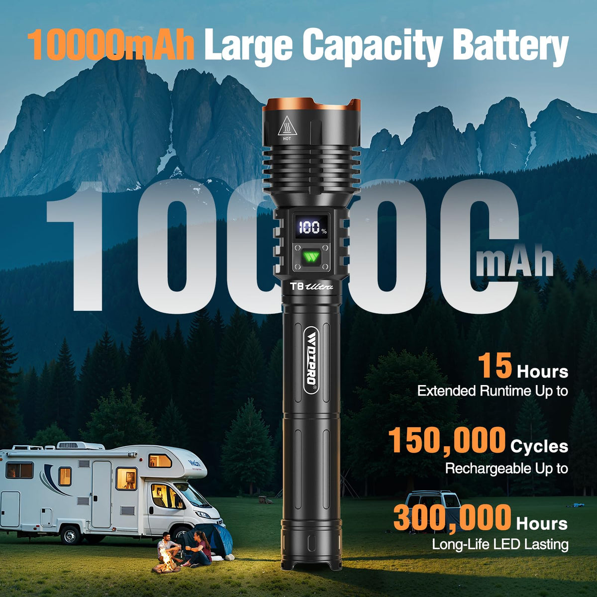 WdtPro flashlight USB output enables charging devices on the go