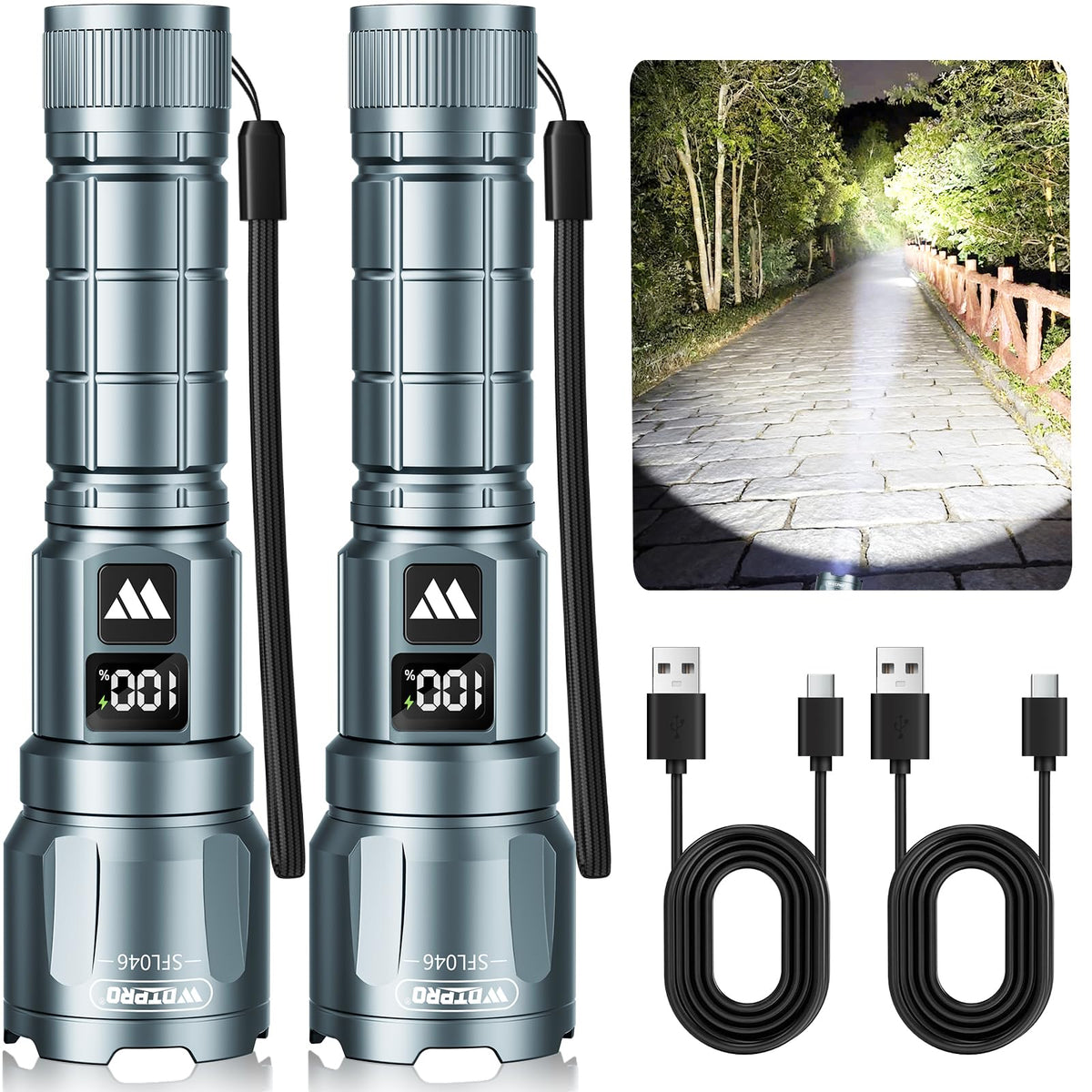 WdtPro LED flashlight 2-pack front view, compact and ready for everyday carry.