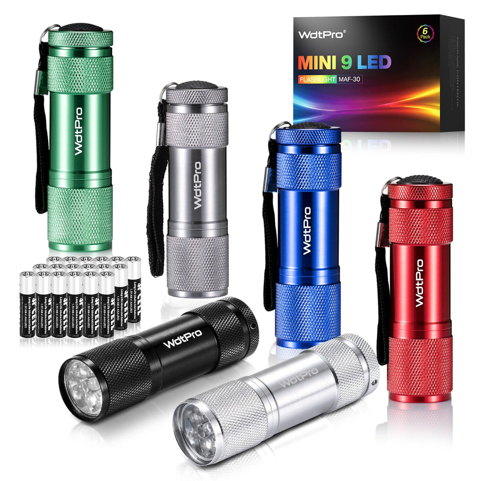 WdtPro LED Mini Flashlight blue with lanyard, ideal for kids' bedtime reading and outdoor camping.