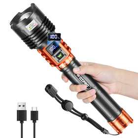 WdtPro rechargeable LED flashlight with 90,000 lumens for outdoor visibility