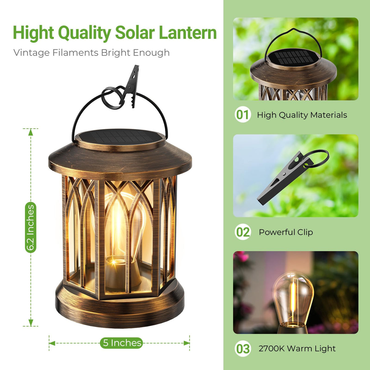 WdtPro solar lantern with 800mAh battery powers long-lasting illumination