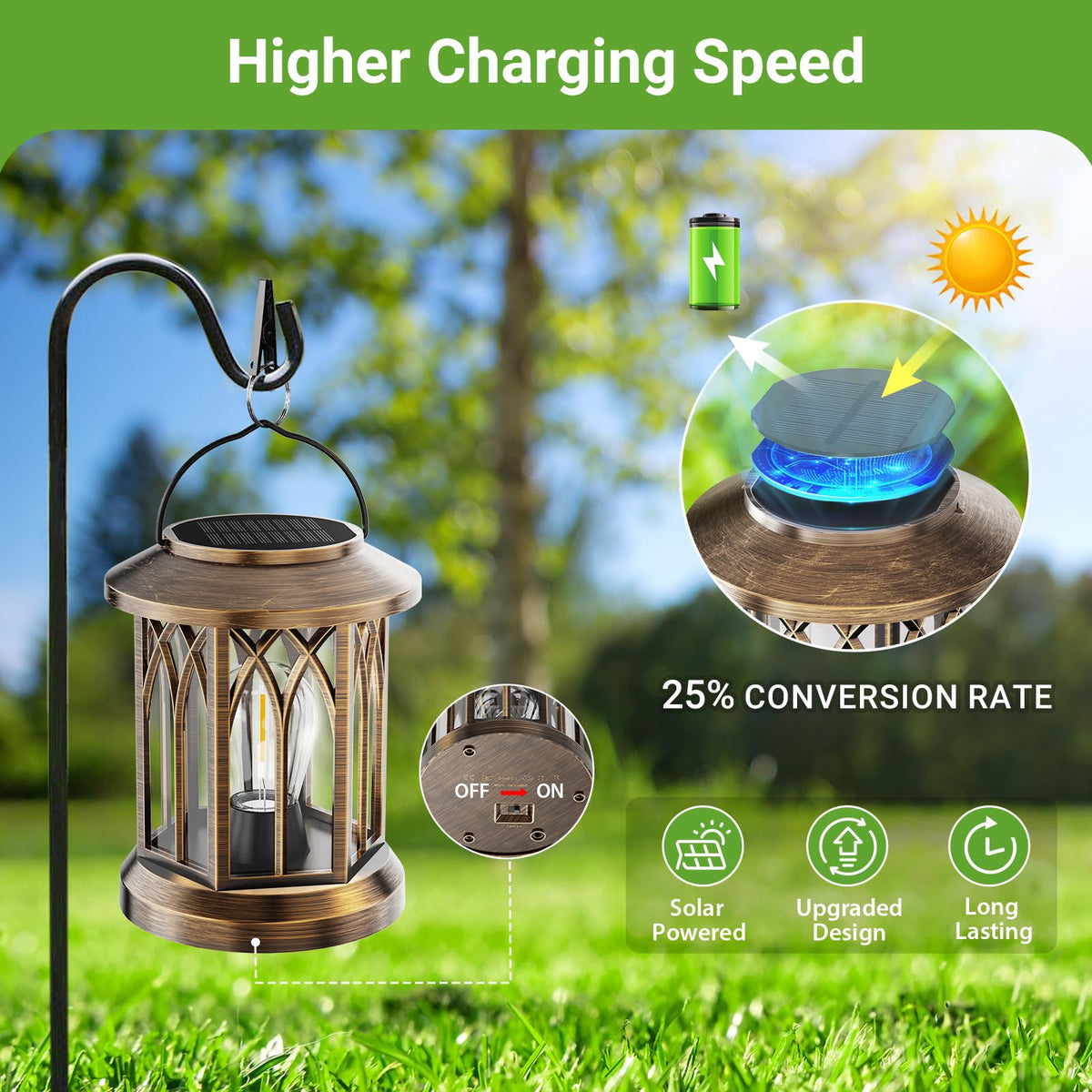 WdtPro solar lantern emits warm 2700K glow for evenings outdoors