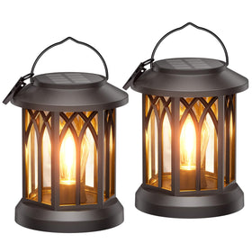 WdtPro solar lanterns hanging with warm light for a cozy outdoor mood