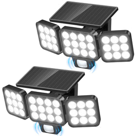 WdtPro three-heads solar flood light provides broad driveway illumination