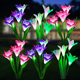 WdtPro six pack solar garden lights illuminate paths at dusk
