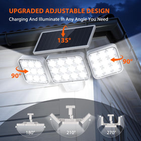 WdtPro solar lights outdoor side-angle view with adjustable heads for placement