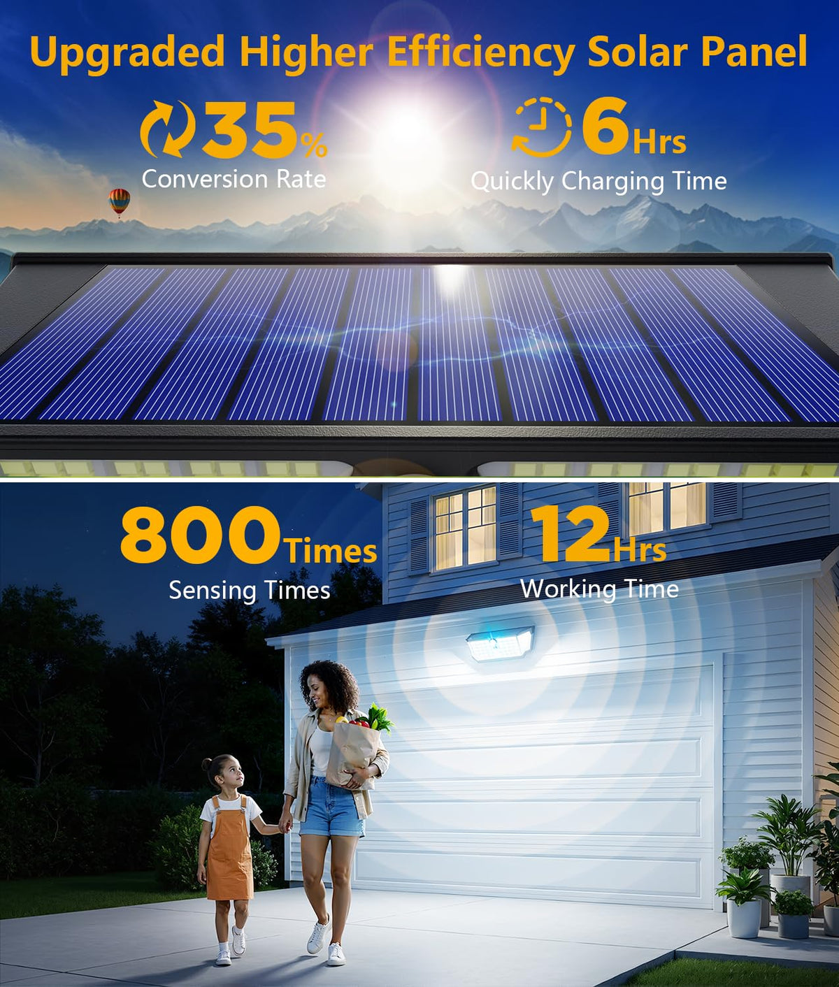 WdtPro solar lights side view showing slim design for fences and walls, boosting curb security