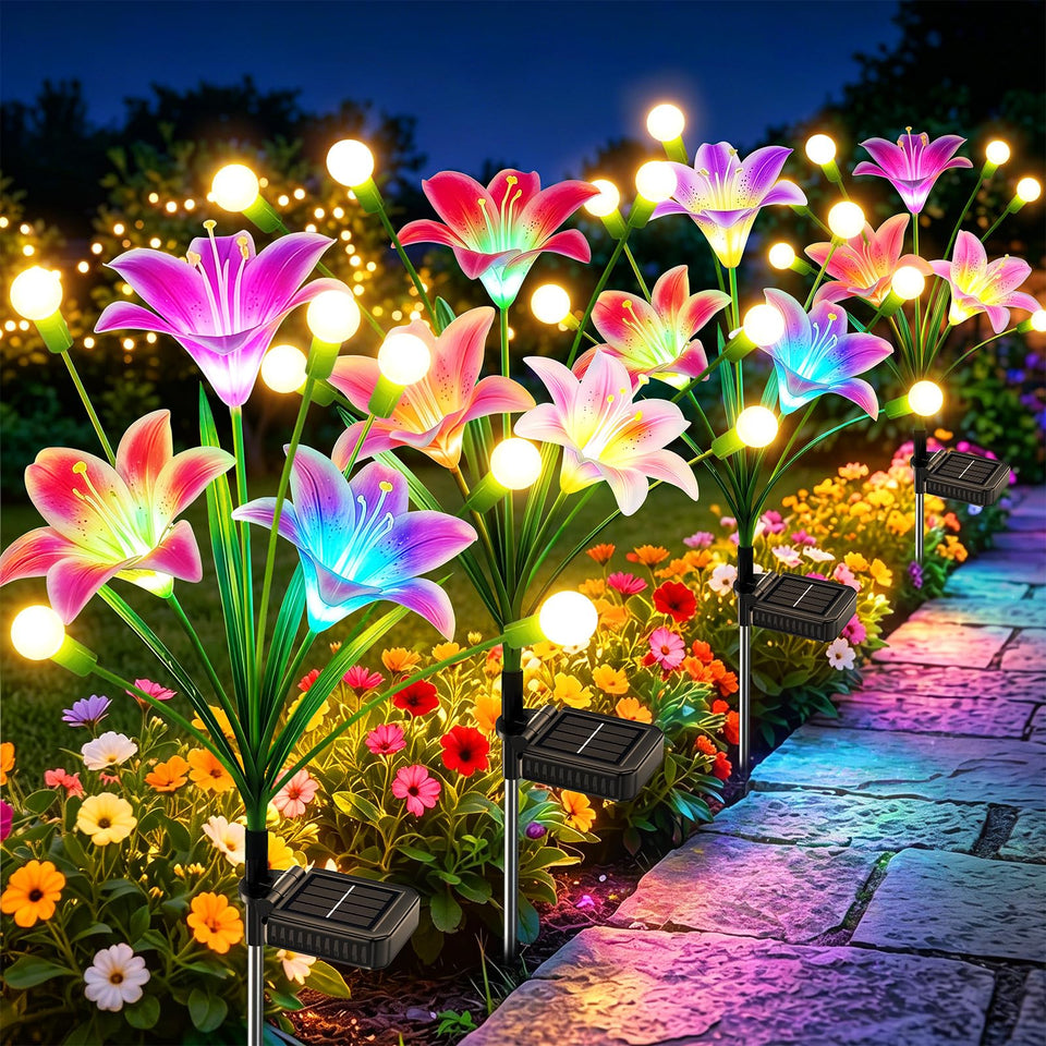 WdtPro solar lily fireflies brighten paths with color-changing petals.