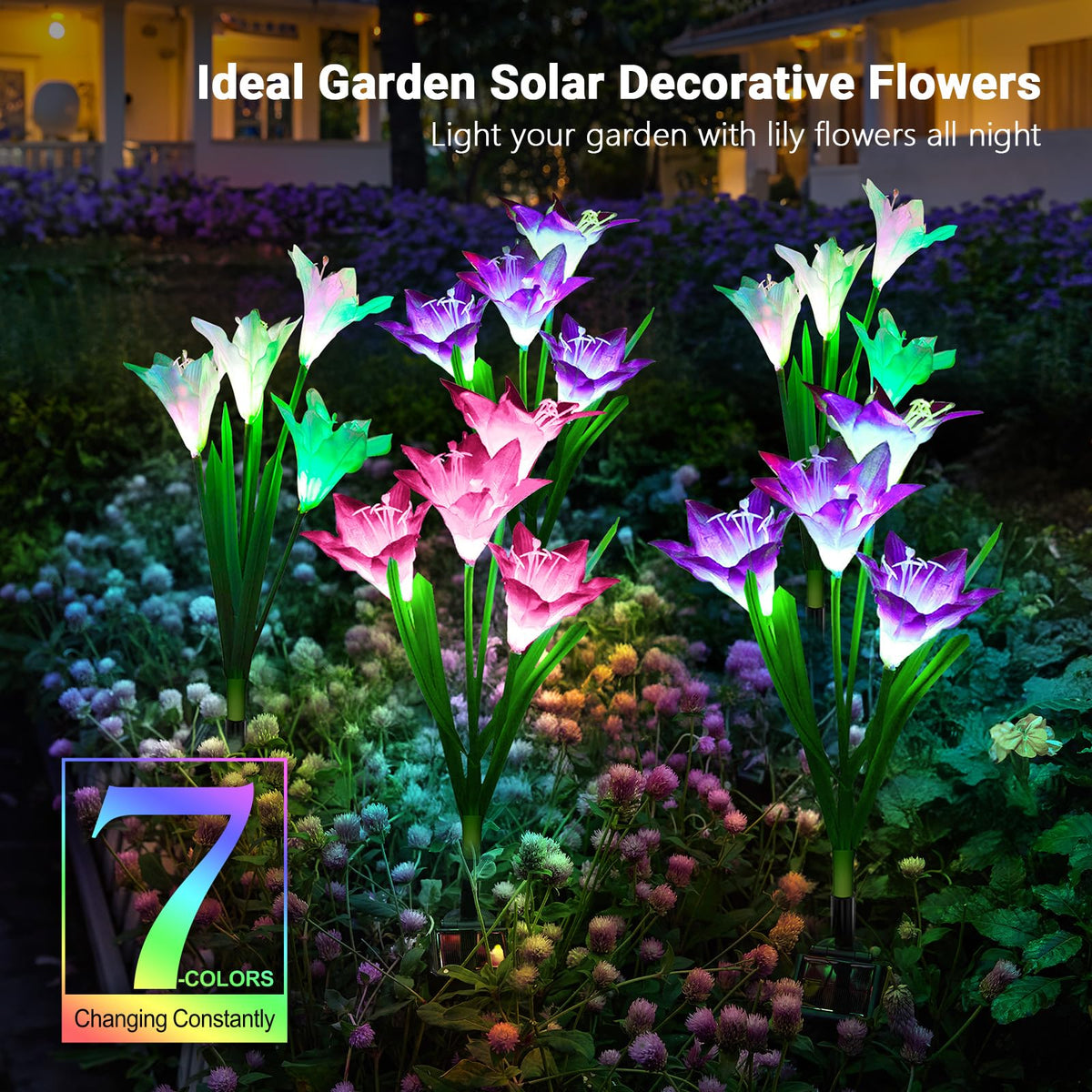 WdtPro lily flowers provide decorative color changing glow for outdoor spaces