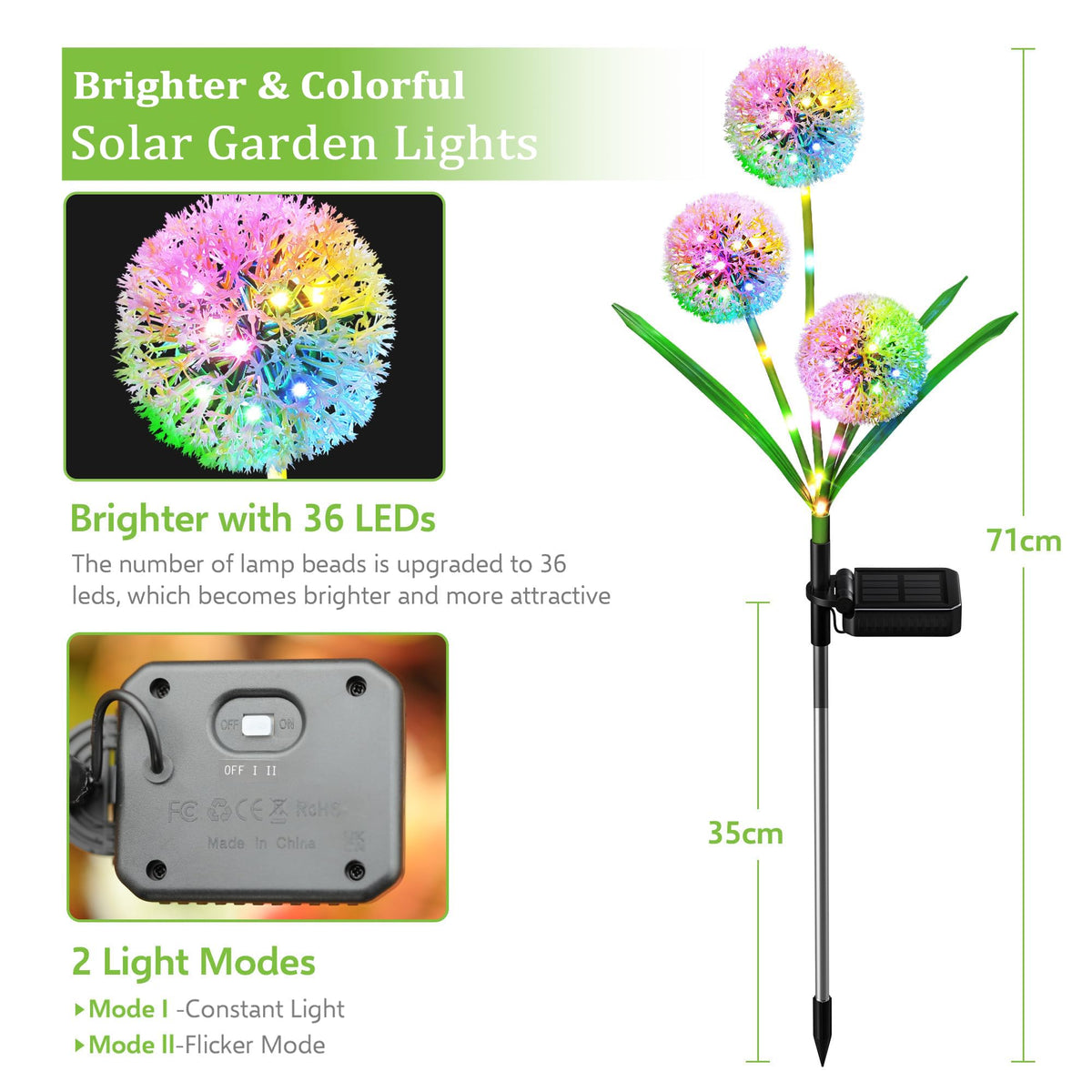 WdtPro IP65 waterproof yard lights withstand rain for year-round outdoor use.