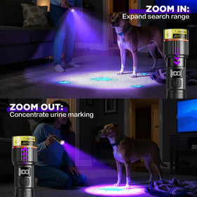 WdtPro UV flashlight zoomable focus enables wide searches and precise targeting.