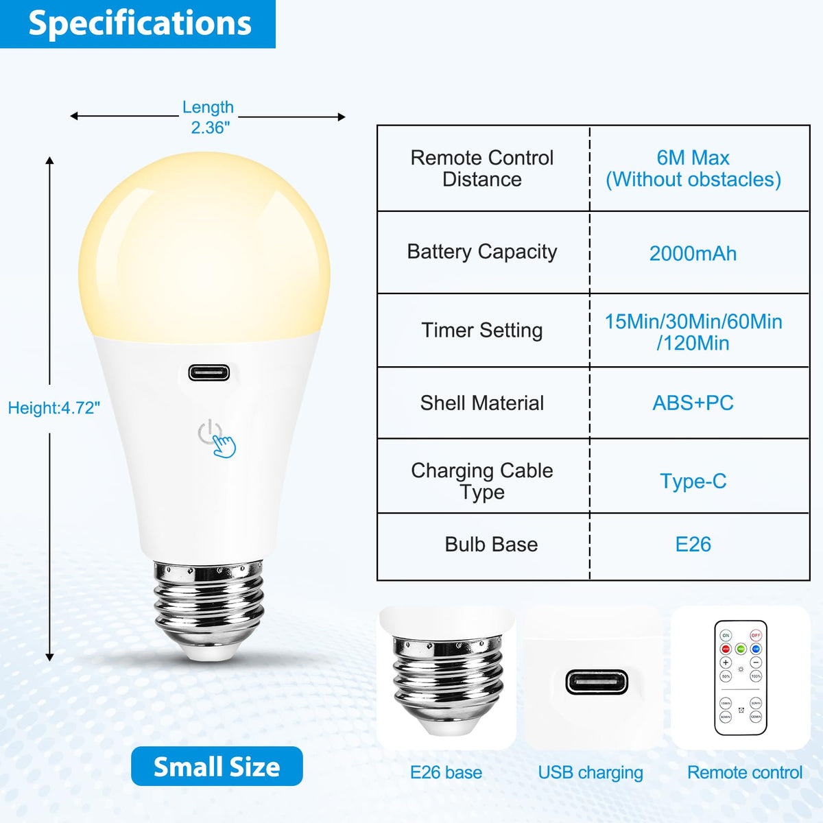 Weaboopre E26 lightbulb with 3-color temperatures for warm to cool ambiance.