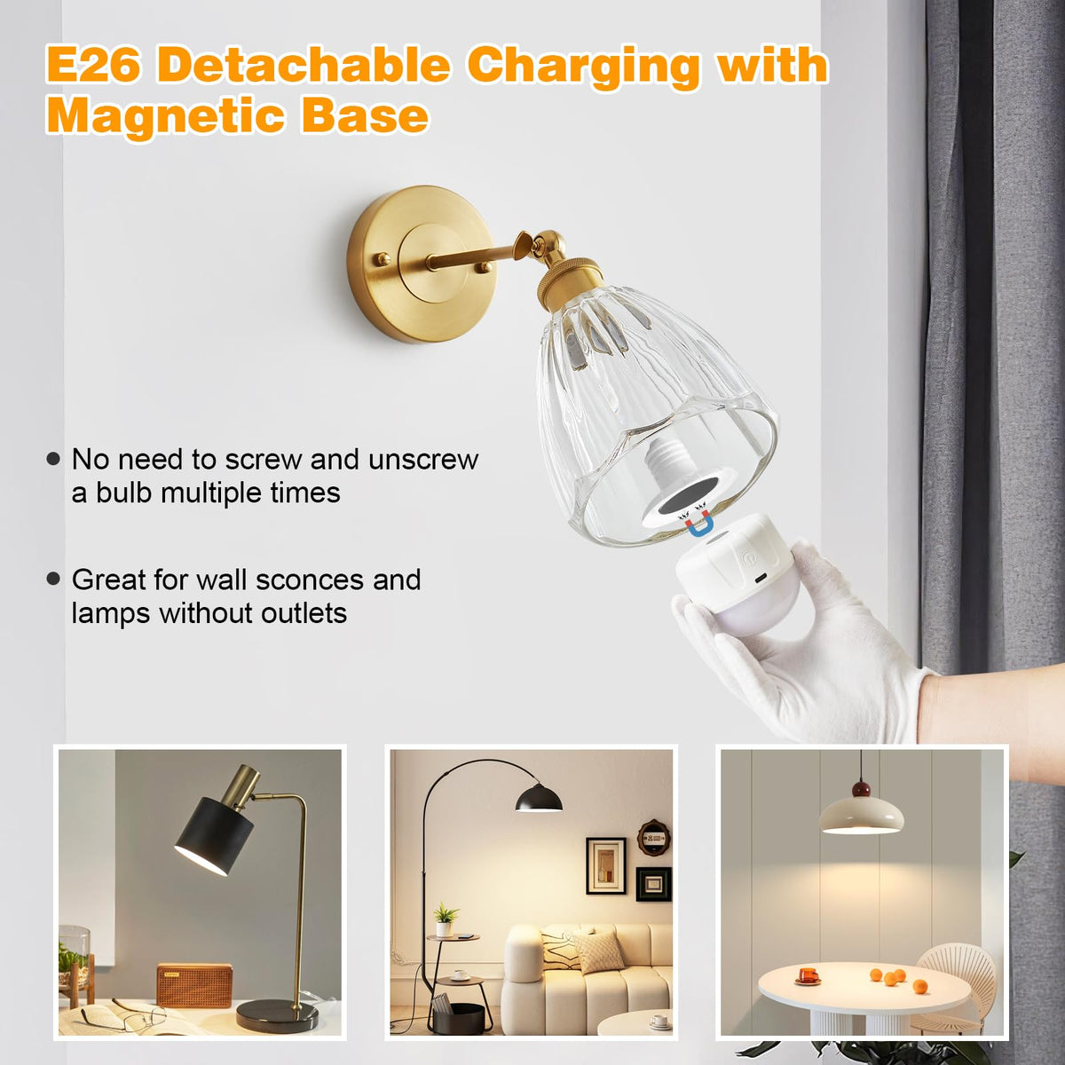 Weaboopre LED bulb with remote, 2000mAh battery for wireless convenience.