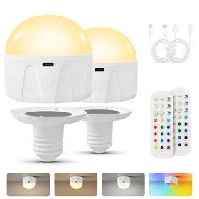 Weaboopre rechargeable LED bulb with remote, portable lighting for lamps and sconces.