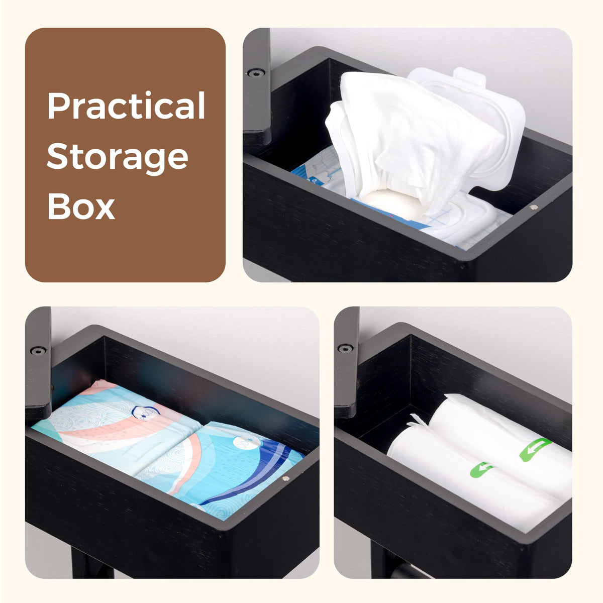 Wealone bottom shelf stores extra toilet paper rolls for peace of mind.