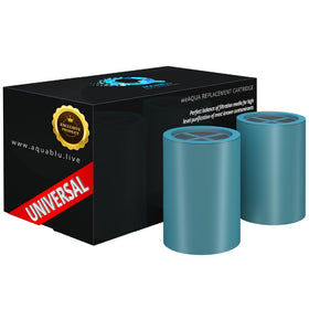 Weaqua heavy-duty NO BS 2-pack box for universal shower compatibility and easy replacement.