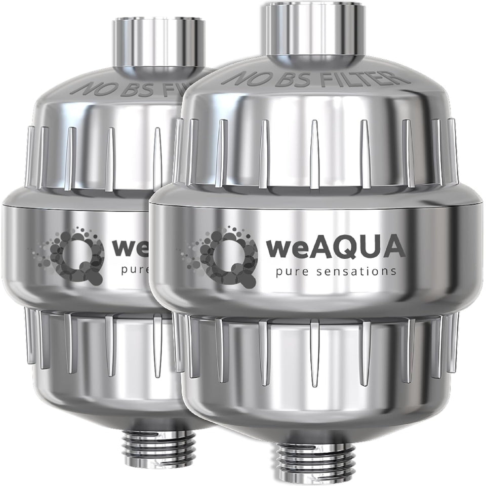 weaqua heavy-duty shower filter 2-pack in chrome for cleaner water and better skin