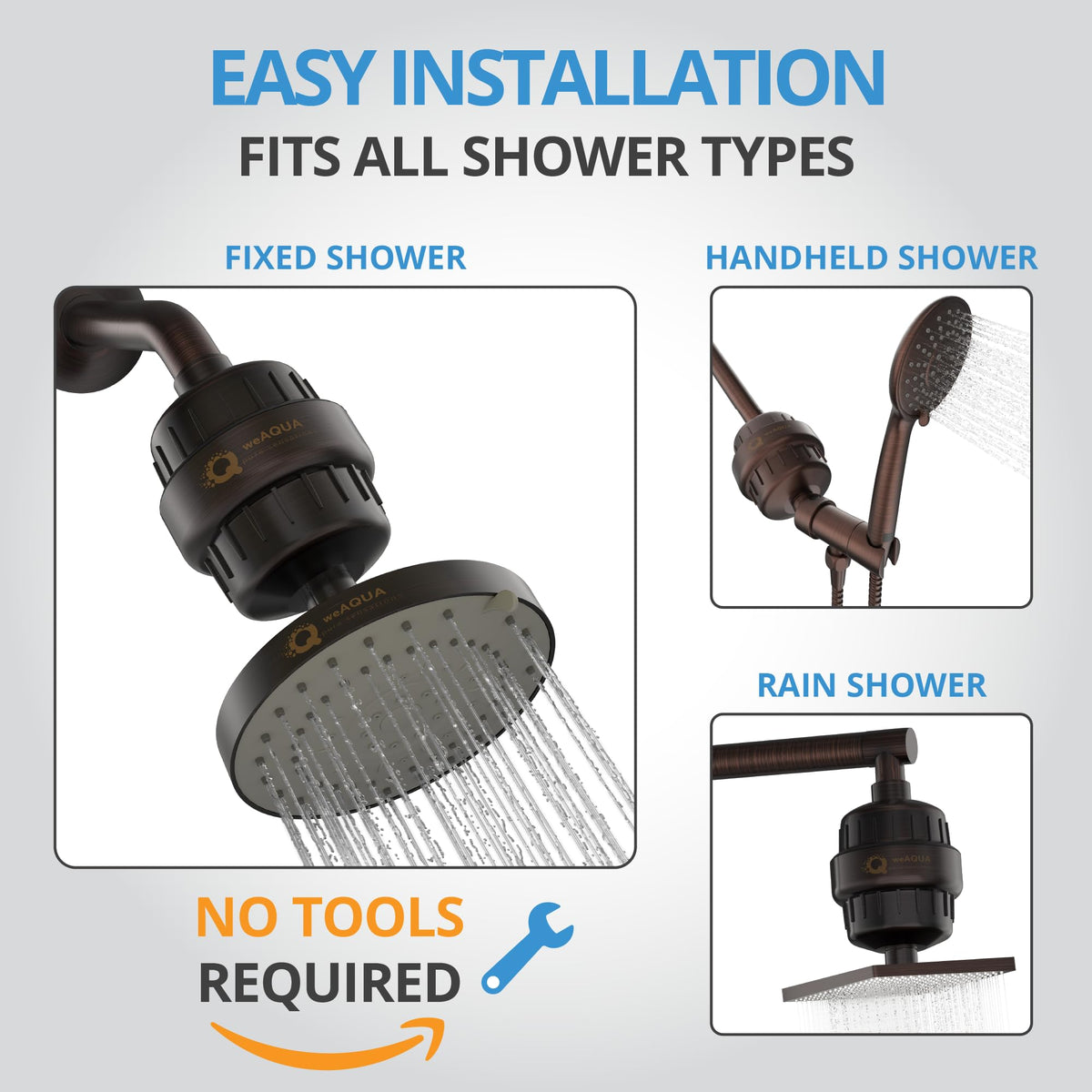 Weaqua installation parts included for quick setup.