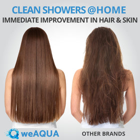 Weaqua filtration reduces chlorine and metals for a spa-like shower.