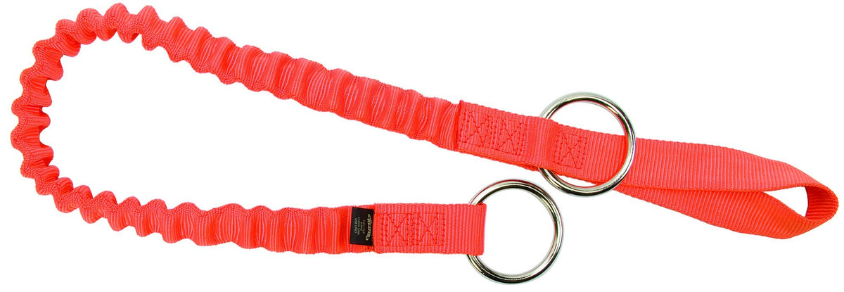 Weaver Leather Arborist Bungee Chain Saw Strap in orange keeps gear secure and ready while climbing