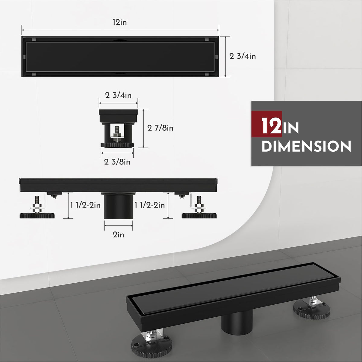 WEBANG 12inch shower drain reversible cover tile-in insert for versatile design