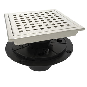 WEBANG 6in square drain with flange and brushed nickel finish improves bathroom drainage