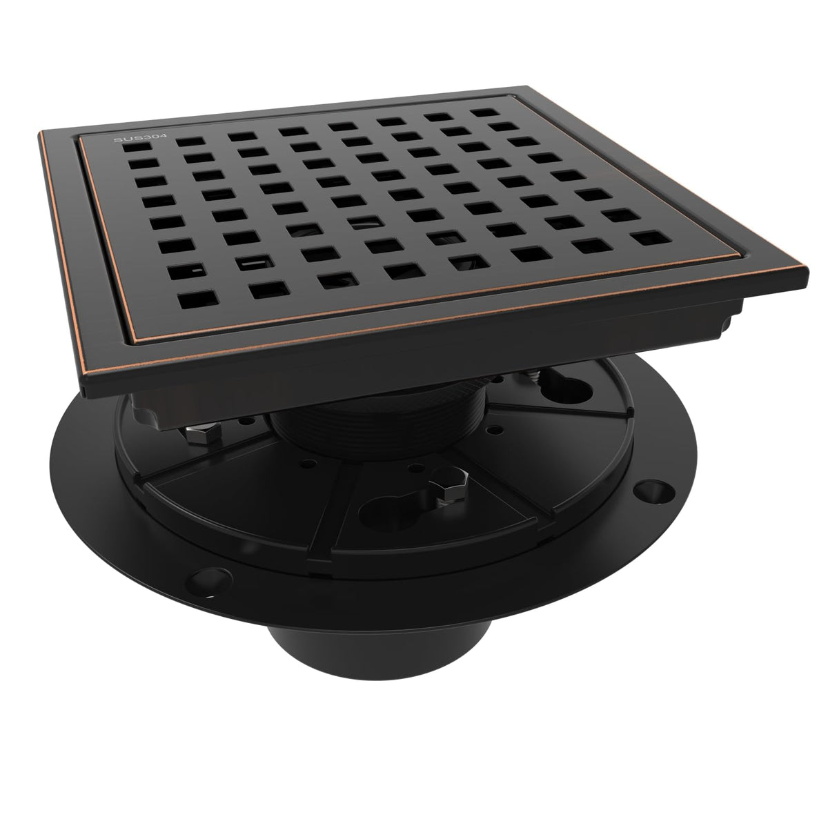 Webang 6-inch square drain with oil rubbed bronze finish enhances bathroom drainage