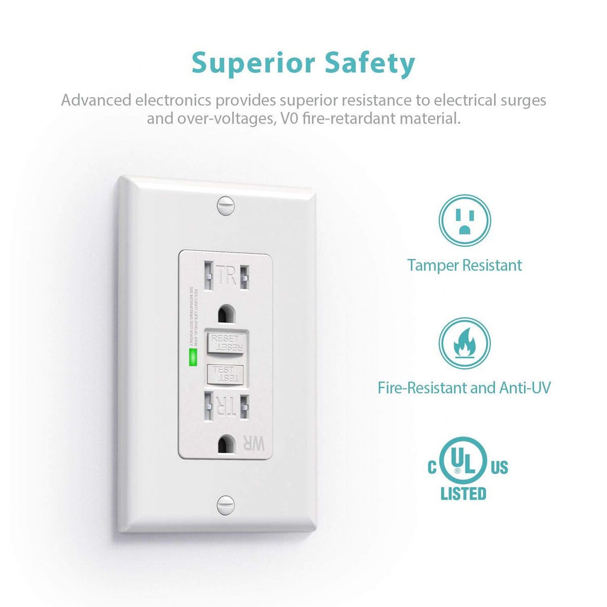 WEBANG Compact GFCI receptacle for easy box installation.