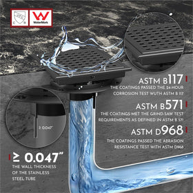WEBANG matte black finish shower drain complements modern bathrooms and fixtures.