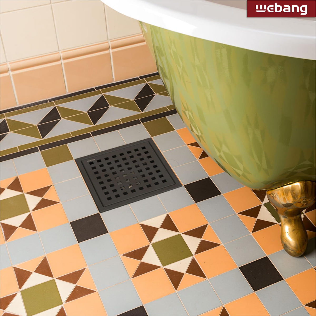 WEBANG quadrato pattern grate removable for easy debris removal and maintenance.