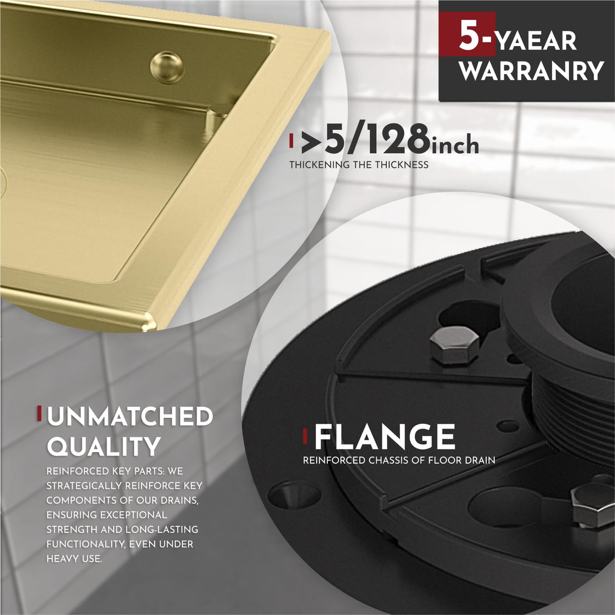 WEBANG quadrato pattern grate removable, easy debris blocking and quick cleaning.