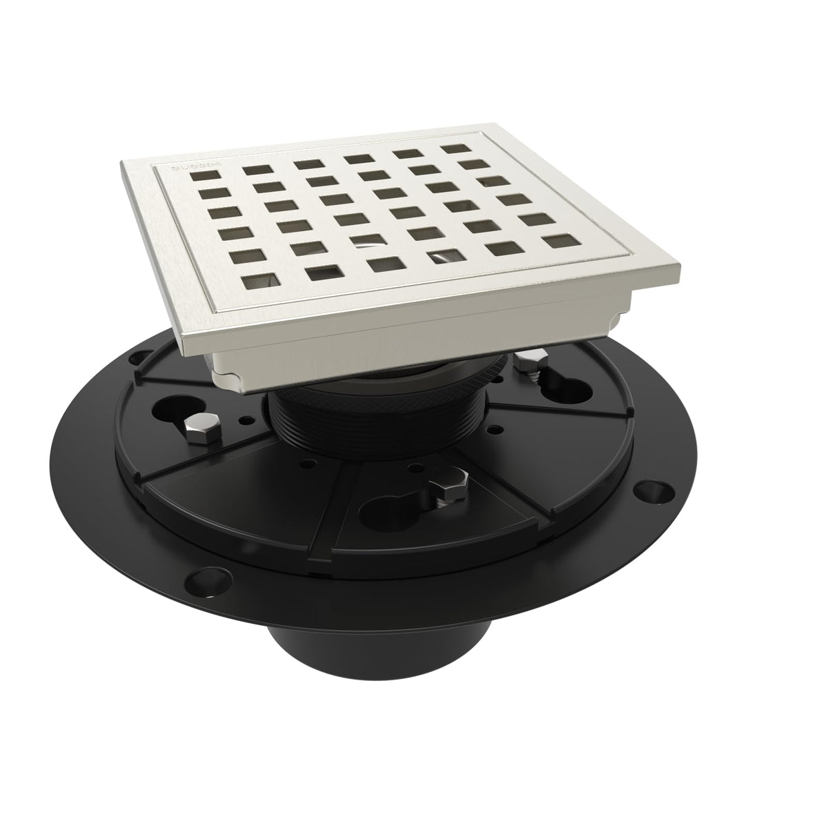 WEBANG Quadrato grate pattern enhances drainage and reduces clogs.