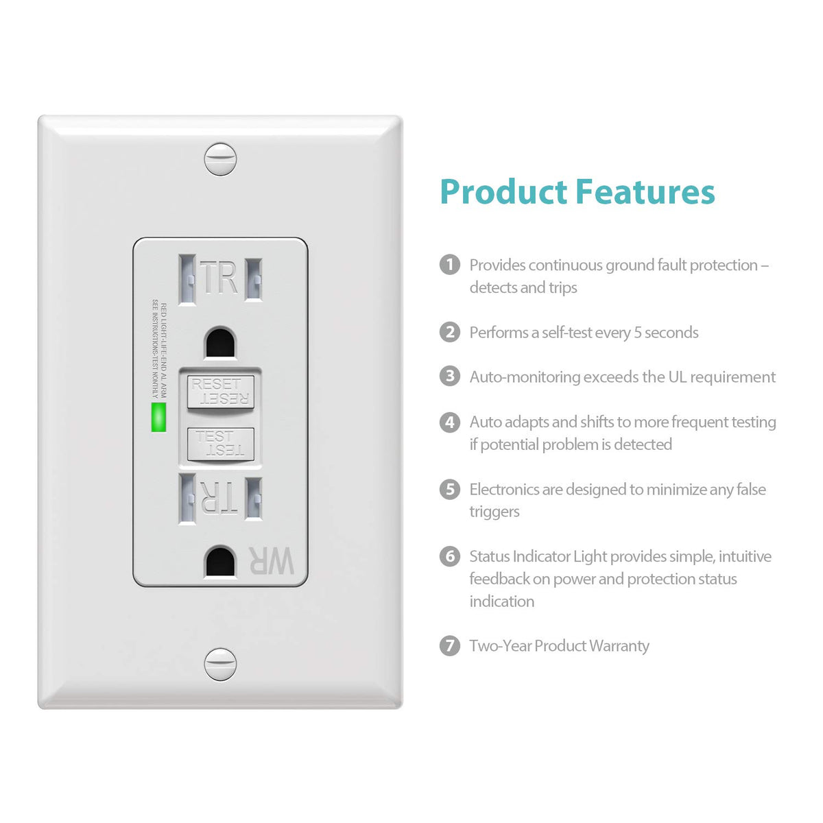 WEBANG Tamper-resistant GFCI outlet prevents unauthorized insertions.