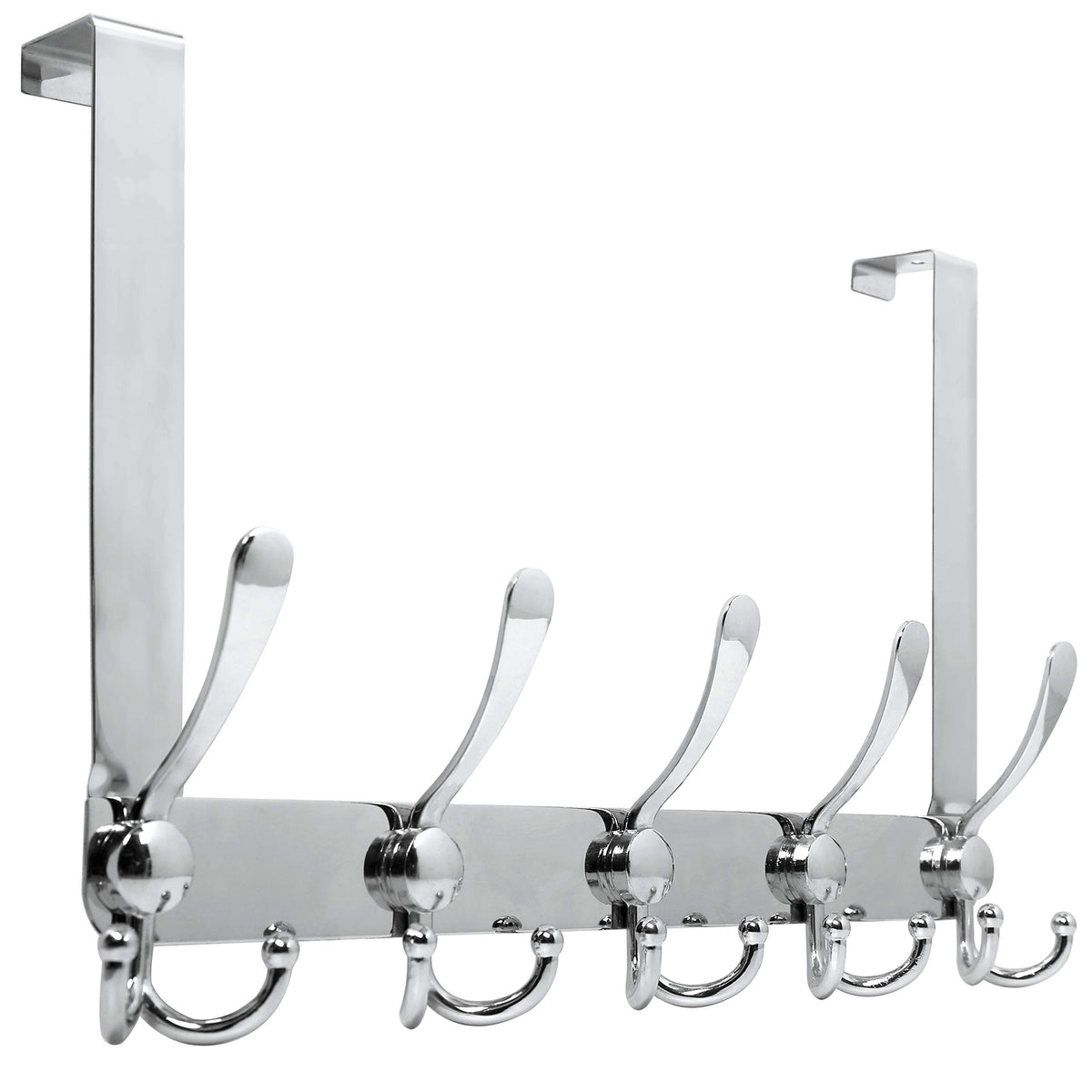 WEBI over-the-door hook with five tri-hooks for organized coats.