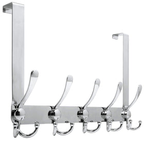 WEBI over-the-door hook with five tri-hooks for organized coats.