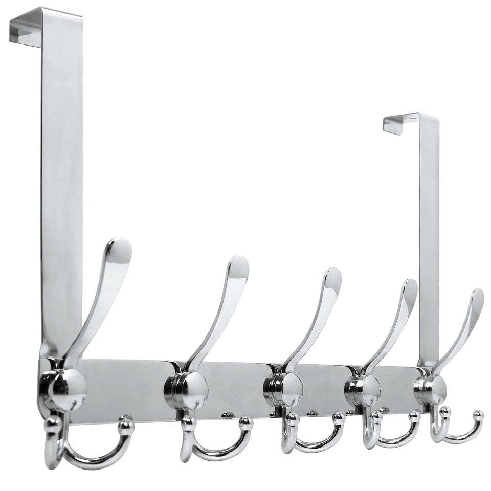 WEBI over-the-door hook with five tri-hooks for organized coats.