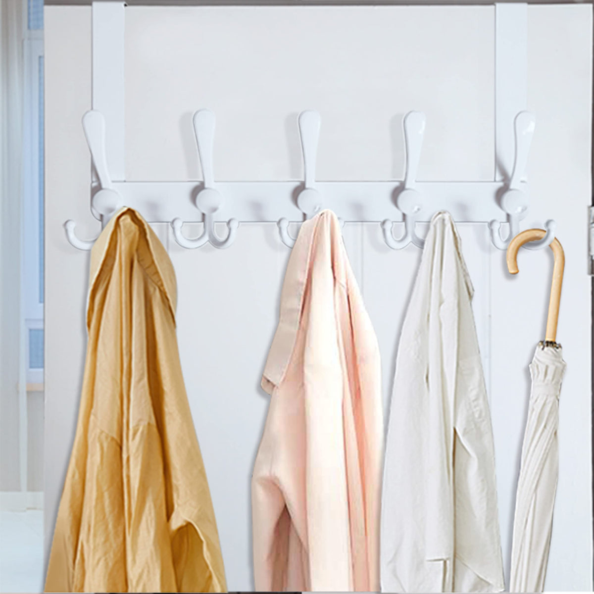 WEBI padded-back design protects the door while keeping hooks quiet.