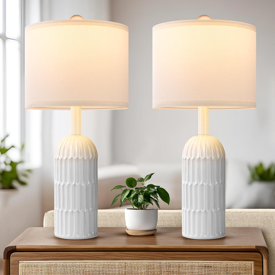 Weddeg 22.5-inch table lamps on a nightstand for versatile room lighting.