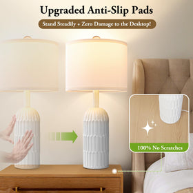Weddeg anti-slip base keeps lamps stable on surfaces.