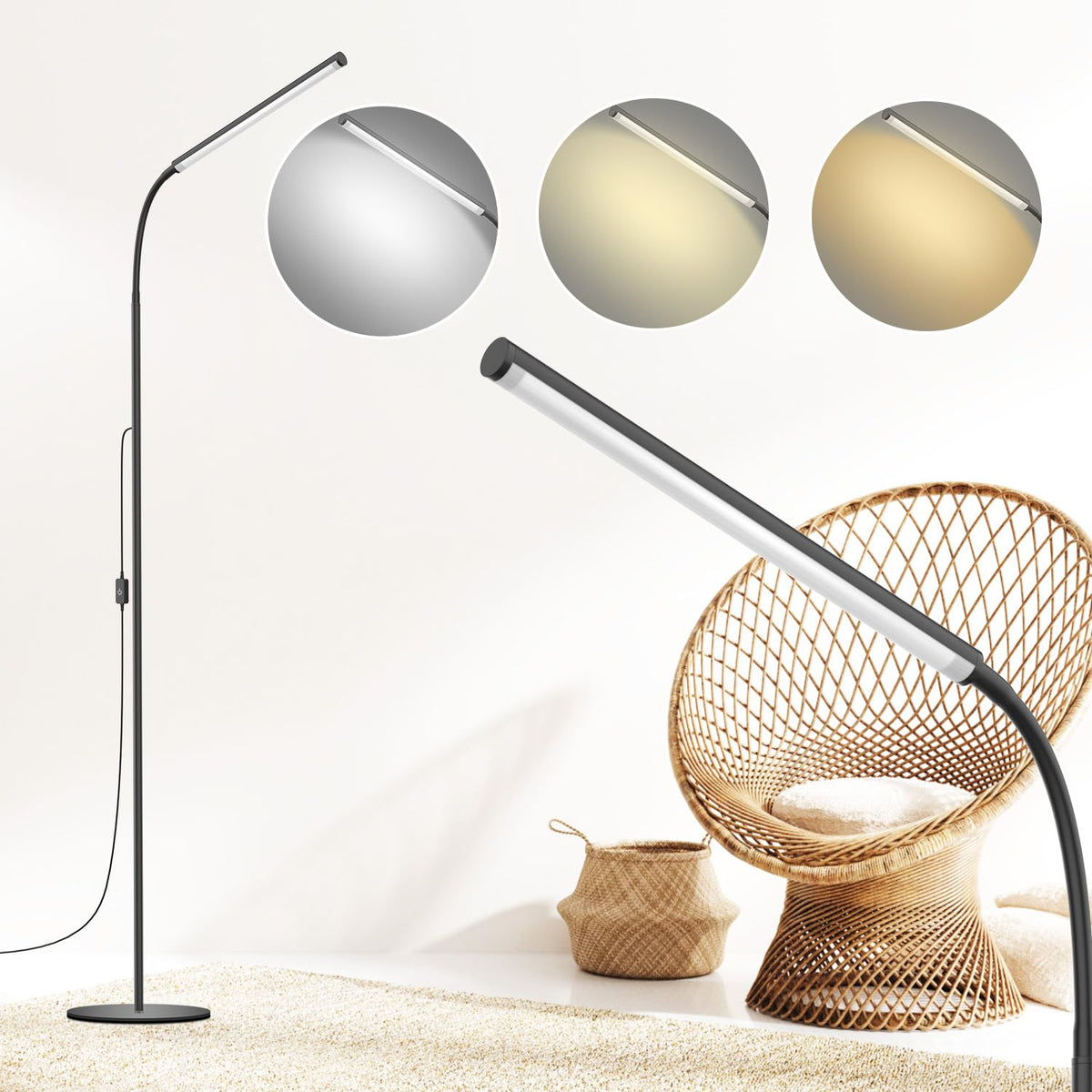 WEDEESUN 15W floor lamp with touch-control close-up for effortless brightness.