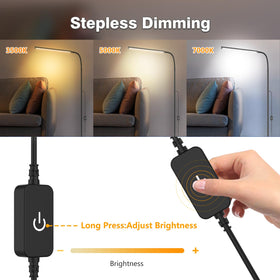 WEDEESUN floor lamp brightness-range close-up highlighting stepless dimming.