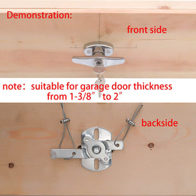 Wedelweib garage door lock fitment illustration with metal or fiberglass doors