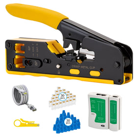 WEETOTUNG RJ45 crimp tool with pass-through for clean terminations and precise cuts