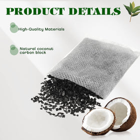 Weewooday coconut-shell carbon filter material close-up for filtration quality.