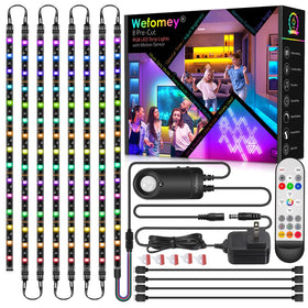 Wefomey 8-piece RGB under-cabinet kit brightens shelves with vivid adjustable colors.